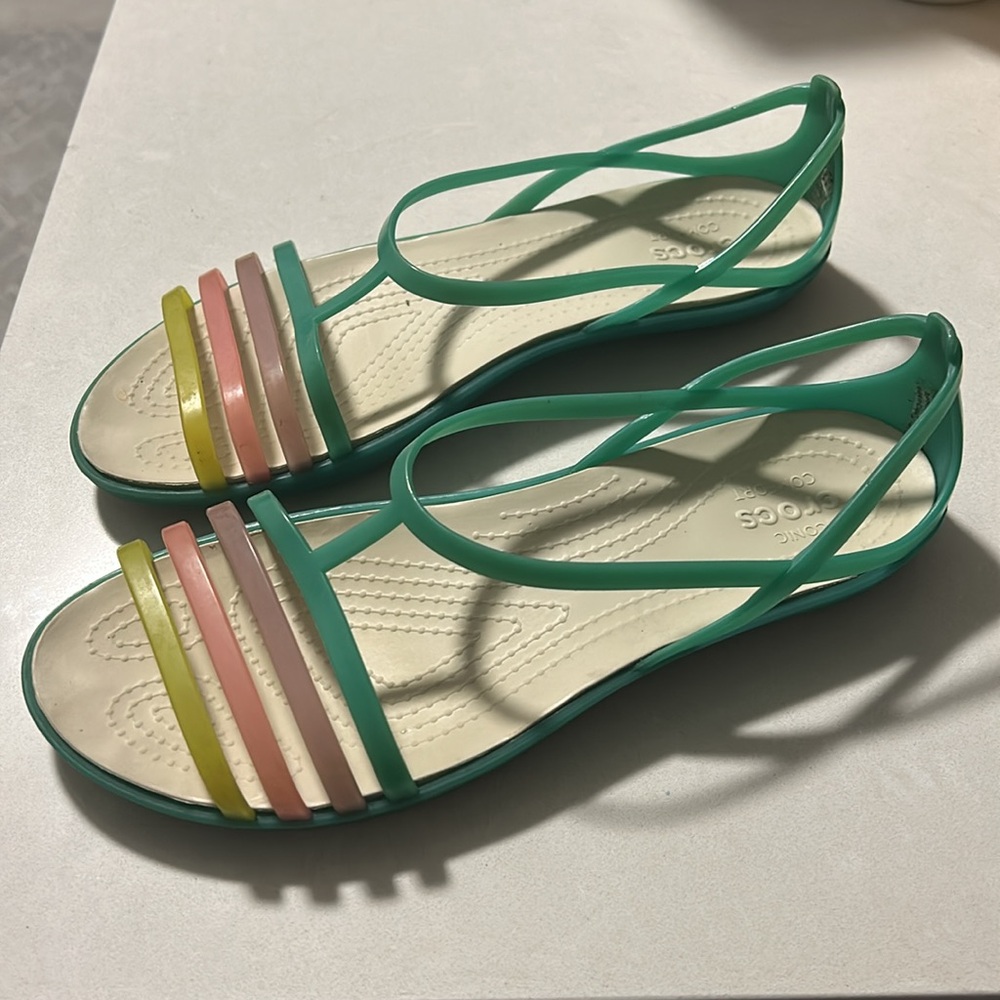 Crocs Isabella Flat Sandal Shoes Women’s Island Green size 9 Kelly sandals - Picture 2 of 13